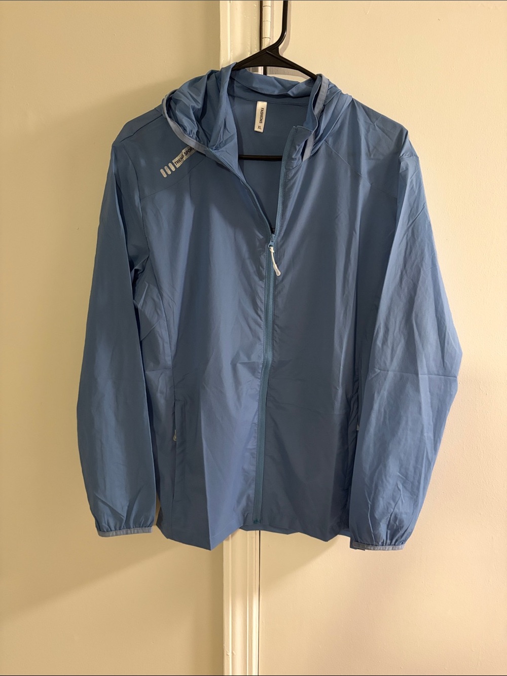 Light Blue Men’s Windbreaker Jacket with Hood